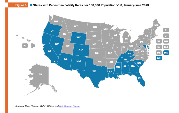 Нові дані показують, які штати були найбільш смертоносними для пішоходів у 2023 році